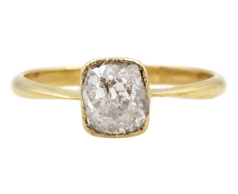 Early-mid 20th century single stone diamond ring, stamped 18ct, diamond approx 0.75 caratCondition Report:Approx 2.3gm, size 