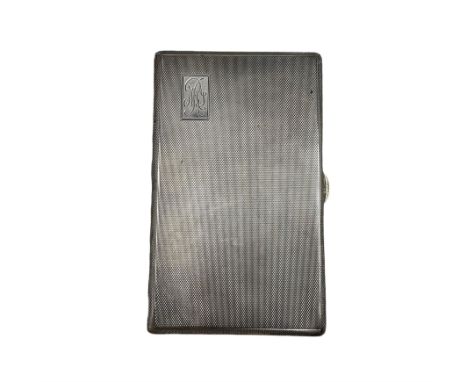 Engine turned silver cigarette case by George Ibberson &amp; Co, Sheffield 1952, with inscription to the interior H14cm 7.3oz
