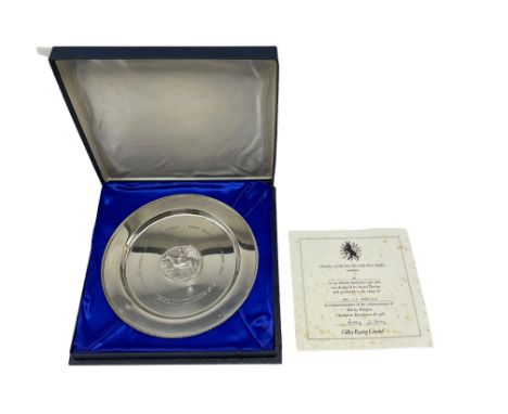 Limited edition silver plate commemorating the achievements of Shirley Heights, champion racehorse of 1978 who won The Derby,