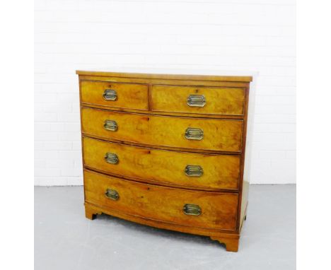 A 19th century mahogany bow fronted chest with two short and three long graduating drawers on bracket supports, 97 x 101cm