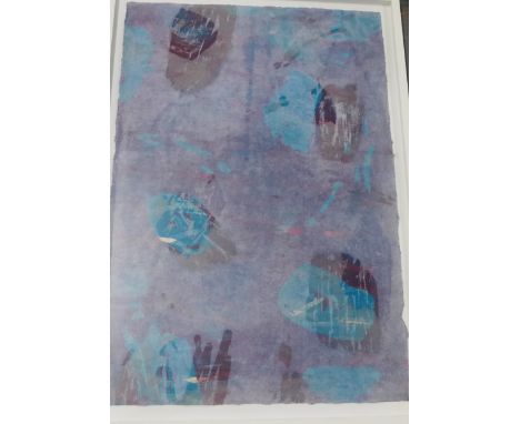 Contemporary School  Abstract Screen Print, Signed indistinctly bottom right, in a glazed white painted frame, 77 x 110cm 