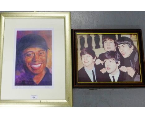 Limited edition print 'Tiger, Tiger Burning Bright', in a silver giltwood frame, together with a framed reproduction photo of