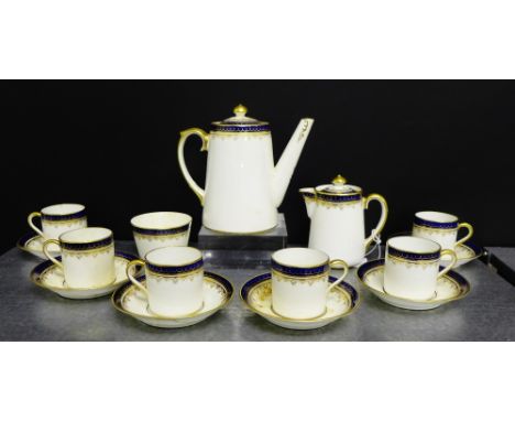 A Paragon coffee set comprising six coffee cans, six saucers, coffee pot, cream and sugar
