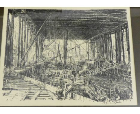 Muirhead Bone, (1876-1953) The Floor of the Train Ferry from the Series 'On the Clyde', circa 1917 Lithograph, signed, 35 x 4