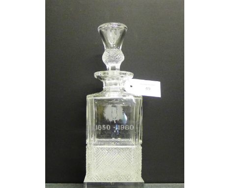 An Edinburgh Crystal Thistle patterned square cut spirit decanter and stopper, 37cm high