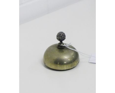 A desk bell, the domed top with an acorn finial, the base hallmarked with Sorley Silversmiths, Glasgow, retailers mark