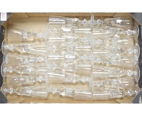Ajka, Twenty-Two Cumbria Shape Crystal Flute Glasses. Used as blanks for the production of De Lamerie luxury giltware. (1 Tra