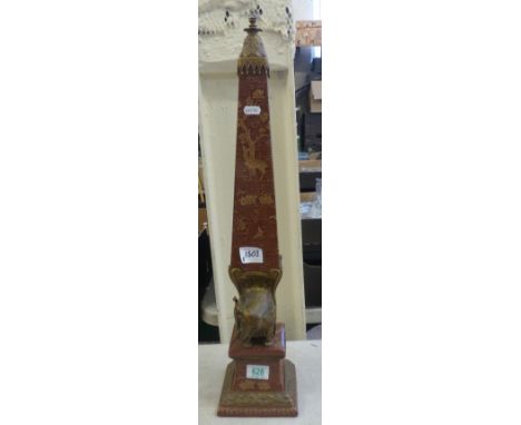 Chinese, Ceramic and Metal Obelisk decorated with Indian Motifs and Animal Patterns