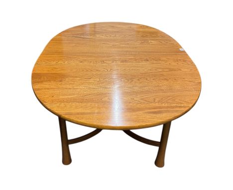 Ercol Saville Extending Kitchen Dining Table with 4x Saville Dining Chairs with Removable Pink Seat Cushions Table - H75cm x 
