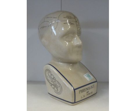 L. N. Fowler Ceramic Phrenology Head. (H: 30cm).