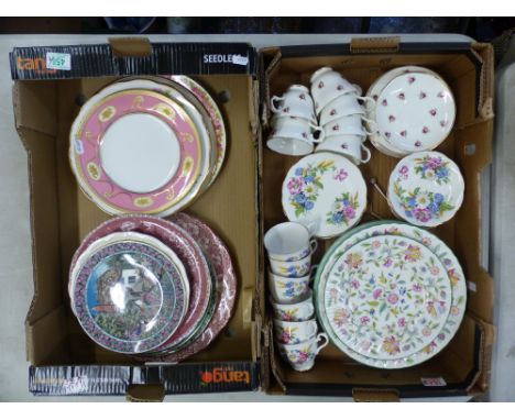 Mixed ceramics to include Minton Haddon Hall cake stand, large plates, Royal Albert part tea set Harvest Bouquet, Crown Trent