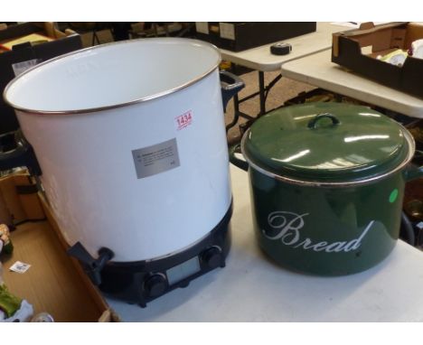 Silvercrest electric fruit preserver / jam maker together with 'Judge' enamal bread bin (2)