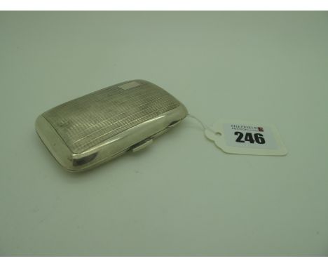 A Hallmarked Silver Cigarette Case, of rounded rectangular form with engine turned decoration (dents). 