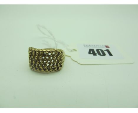 A 9ct Gold 'Keeper' Style Ring, of textured finish (finger size T) (5.5grams). 