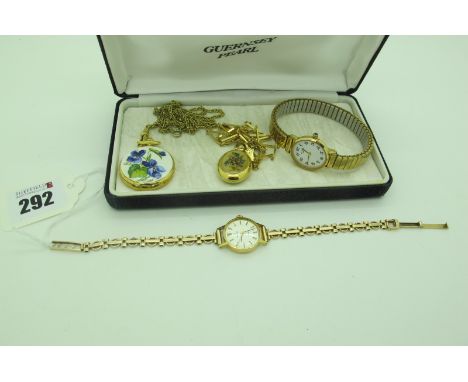 Omega; A Ladies Wristwatch, the signed circular dial with central seconds, within plain case stamped "18K 0.750", on a geomet