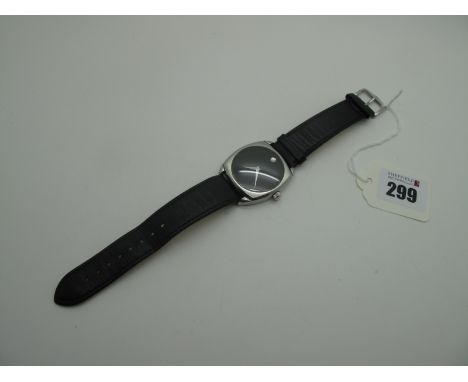 Movado; A Modern 'Museum' Automatic Gent's Wristwatch, the signed black dial with dot marker, the glazed cased back with visi