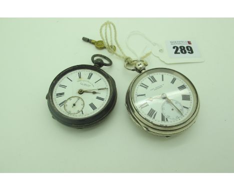 A Hallmarked Silver Pocket Watch, the signed "City Jewellery Co Doncaster" dial with Roman numerals and seconds subsidiary di