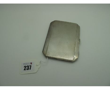 A Hallmarked Silver Cigarette Case, JGLtd, Birmingham 1943, of slim rectangular form with allover engine turned decoration (1