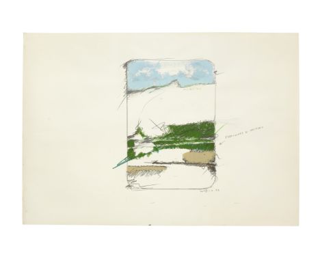 Mario Schifano (Italian, 1934-1998)Particolare di Paesaggio 1963 signed, titled and dated 63enamel, pastel and graphite on pa