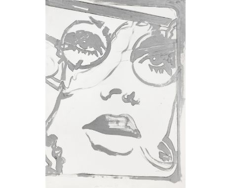 Giosetta Fioroni (Italian, born 1932)Occhi negli occhiali 1969 signed and dated '69; titled on the reverseenamel and graphite