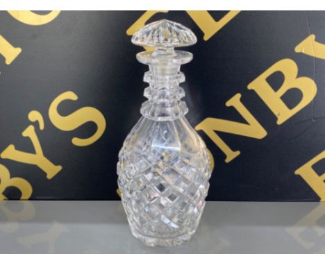 Very heavily cut Georgian 3 ring decanter with mushroom star cut stopper, possibly Irish