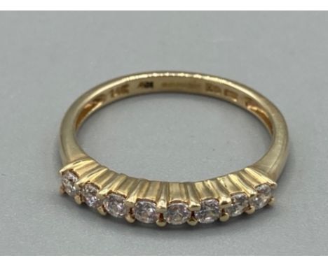 Ladies 14ct yellow gold and cubic zirconia eight stone ring size H 1/2 1.2g gross