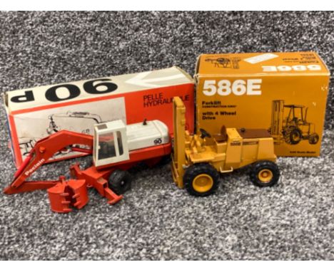 Die cast model 586e forklift construction king. In original box Together with West German Gescha model 2896 1:50 scale Excava