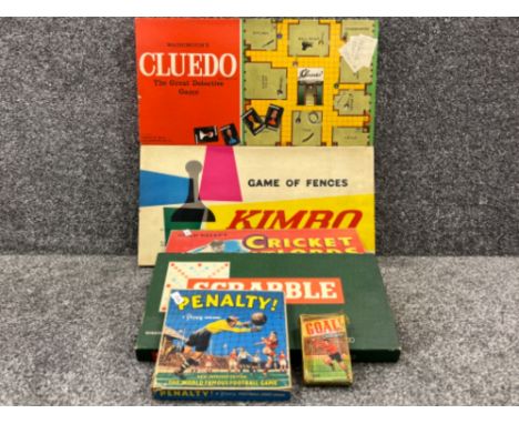 6 x vintage board games including scrabble and cluedo
