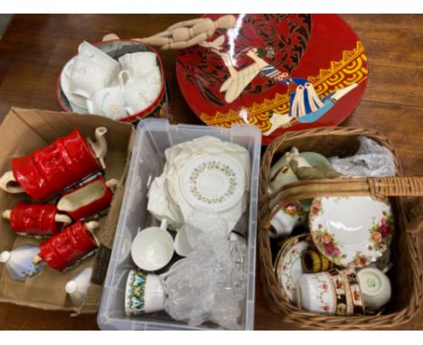 Miscellaneous China &amp; glass including Royal Albert &amp; pair of Poole bells etc