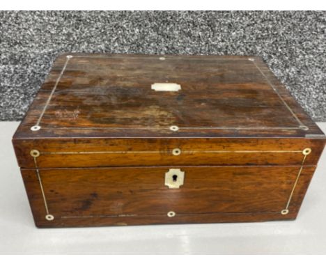 Antique Rosewood jewellery box inlaid with mother of pearl