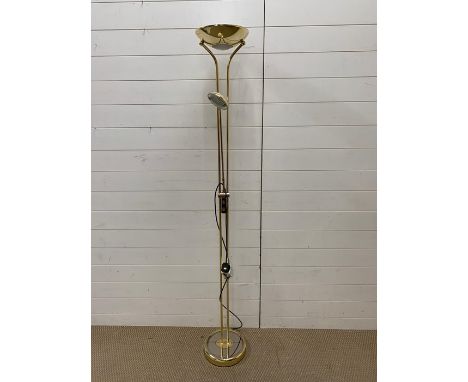 A brass two-light task floor lamp 