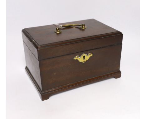 A small George III mahogany tea caddy with divisional interior, 23cm***CONDITION REPORT***PLEASE NOTE:- Prospective buyers ar