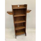 An Arts & Crafts oak open bookcase, width 71cm, depth 17cm, height 113cm***CONDITION REPORT***PLEASE