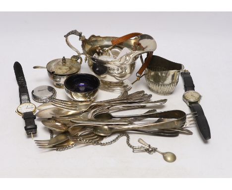 Sundry items including a silver open face chronometer pocket watch, a steel Roamer wrist watch, a Seiko wrist watch, one othe