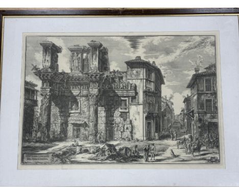 After Giovanni Battista Piranesi (Italian, 1720-1778), etching, ‘The Forum of Nerva with two half buried Corinthian columns’,