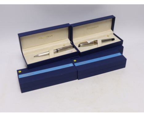 Six boxed Waterman pens; three Expert Rollerball pens, two Expert Ballpoint pens, and a Hemisphere Rollerball pen***CONDITION