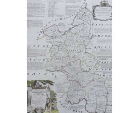 After Emanuel Bowen (1694-1767), hand coloured map of Buckinghamshire, printed for R Sayer, T Bowles and I Bowles, 1756, 72 x