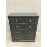 A Victorian pine chest of drawers, later painted, width 97cm, depth 46cm, height 110cm***CONDITION