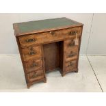 An 18th century and later inlaid walnut kneehole desk, width 77cm, depth 46cm, height 75cm***