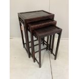 A nest of three Chinese rectangular hardwood tables, width 44cm, depth 33cm, height 66cm***CONDITION