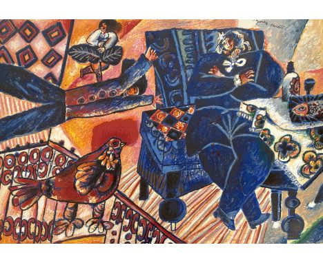Theo Tobiasse (French, 1927-2012), colour lithograph, 'Sejours Secrets', signed in pencil, limited edition 153/199, 58 x 79cm