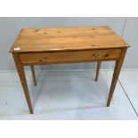 A 19th century rectangular pine side table, width 89cm, depth 48cm, height 76cm***CONDITION