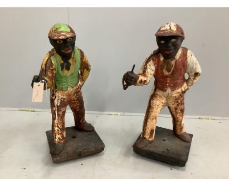 A pair of painted cast iron jockey horse tethering posts, height 66cm***CONDITION REPORT***PLEASE NOTE:- Prospective buyers a