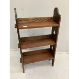 An Arts & Crafts oak open bookcase, width 58cm, depth 19cm, height 97cm***CONDITION REPORT***
