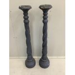 A pair of 18th century style painted carved wood pricket candle stands, height 98cm***CONDITION
