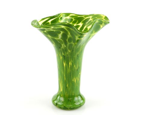 Muffin Spencer Devlin (American) trumpet vase, in clear and green glass, with flared rim, 27cm high         