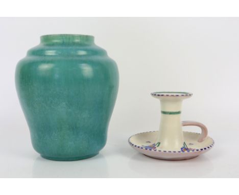 Carter Stabler Adams, Poole Sylvan Ware vase in turquoise glaze, impressed, printed and inscribed marks to base, circa 1920s,
