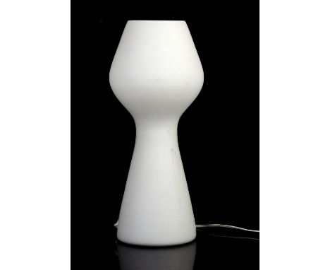 Mid-century table lamp formed from a single piece of white glass, h35cm         
