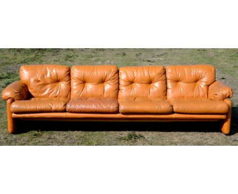 Afra and Tobia Scarpa for C&amp;B Italia, Coronado four seater sofa in tan leather, approx w160 x d90 x h75cmProvenance:&nbsp