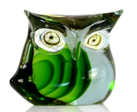 Attributed to Antonio Da Ros for Cenedese, a Murano Somerso glass model of an Owl, c.1968, unsigned, h14cm         Overall co